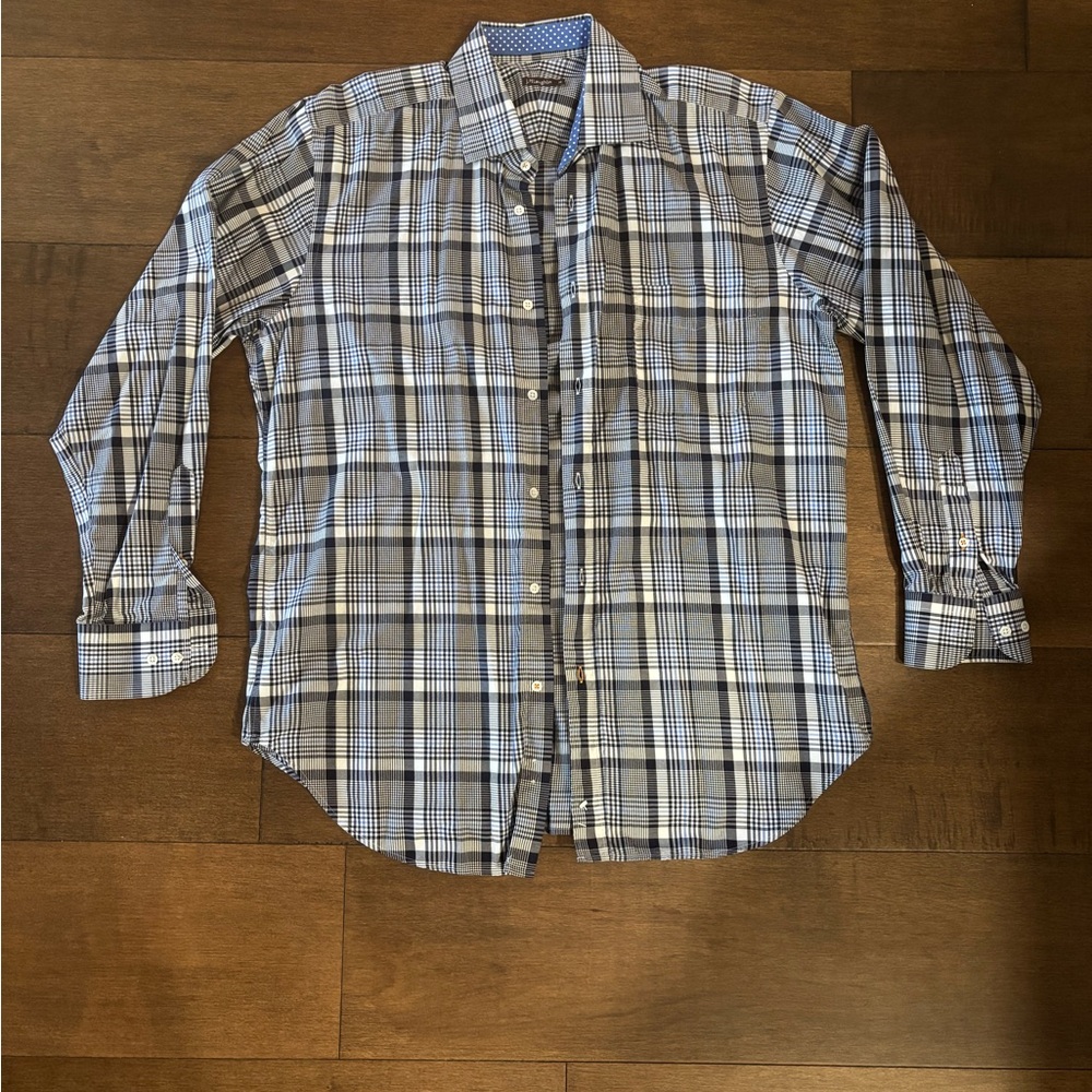 Classic Blue and White Plaid Men's Shirt